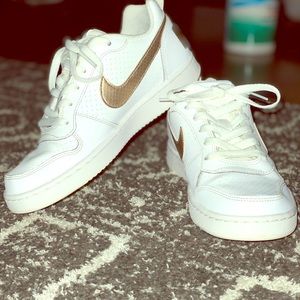 Nike white and gold sneakers